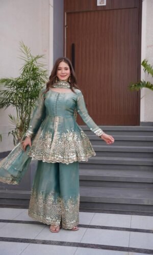 Designer Party Wear Gown Sharara Set